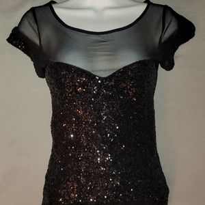 Bebe Sequin/Mesh bodysuit XS